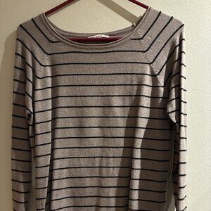 Women's Pink Clover Brown Striped Pullover Sweater Medium